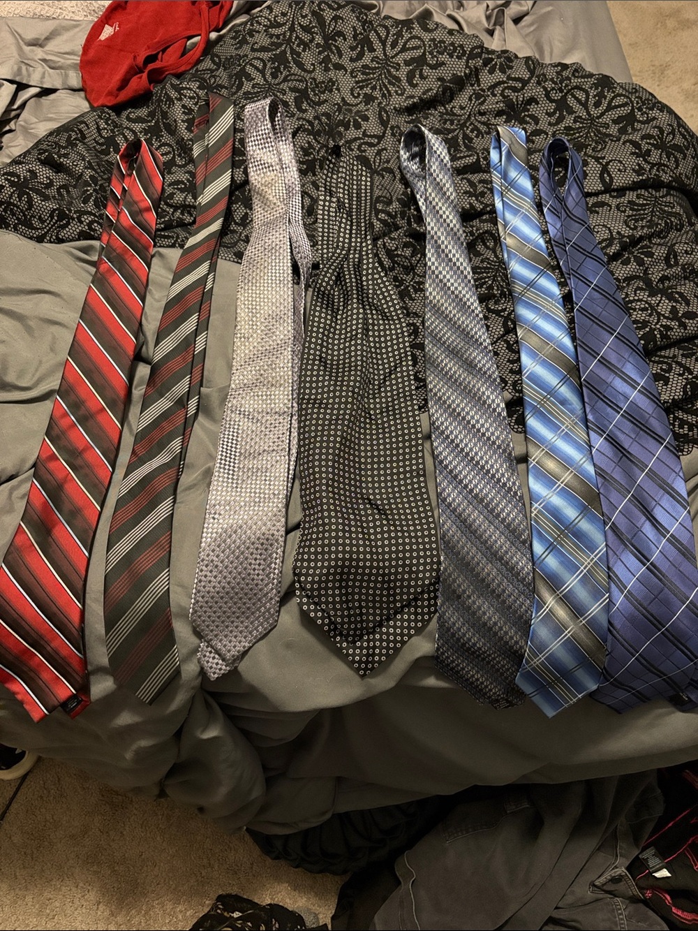 Men's Assorted Striped and Patterned Ties - Red, Gray, Black, Blue